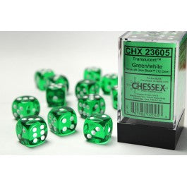 Chessex: Translucent Green/White D6 Dice Block