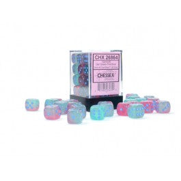 Chessex Gemini Gel Green-Pink/Blue Luminary 12MM D6 Dice Block-26864