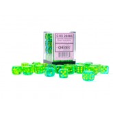 Chessex Gemini Translucent Green-Teal/Yellow 12MM D6 Dice Block