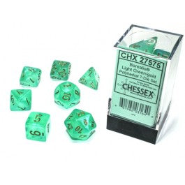 Chessex Borealis Polyhedral Light Green/gold Luminary 7-Die Set-27575
