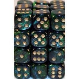 Chessex: 12CT Scarab Jade/Gold 16mm D6 Dice Block-27815