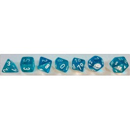 Translucent Polyhedral Teal/white 7-Die Set-23085