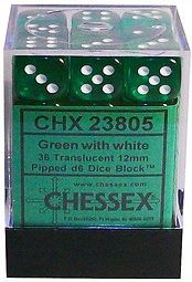 Chessex: Translucent Green/White D6 Dice Bloc