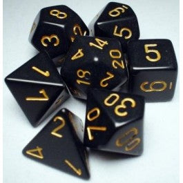 Chessex: Opaque Black/Gold 7-Die Set-25428