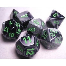 Chessex: Gemini Black-Grey/Green 7-Die Set-26445