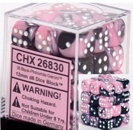 Chessex: Gemini Black-Pink/White 12Mm D6 Dice Block-26830