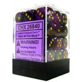 Gemini Black-Purple/Gold 12Mm D6 Dice Block-26840