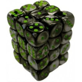 Chessex: Gemini Black-Grey/Green 12Mm D6 Dice Block-26845