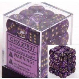 Chessex: Vortex Purple/Gold 12Mm D6 Dice-27837