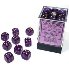 Chessex Borealis 12mm d6 Royal Purple/gold Luminary Dice Block (36 dice)-27987